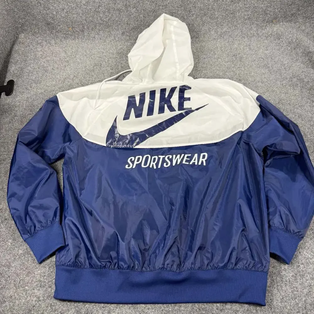 Nike Windrunner Woven Linen Jacket Blue White Size L HJ2040-100